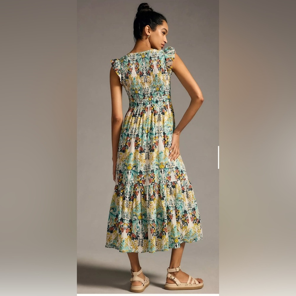Anthropologie The Peregrine Midi Dress Smocked , size Small - Picture 3 of 13